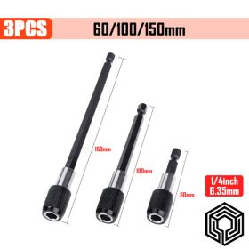 3PCS 60/100/150mm 1/4 Inch Hex Shank Quick Release Electric Drill Magnetic Screwdriver Bit Adjustable Extension Holder Bar Shank