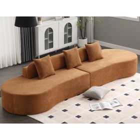 [NEW ARRIVED] [VIDEO PROVIDED] Modern curved combination sofa, terrycloth fabric sofa, minimalist sofa in living room, apartment, no assembly required