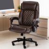 Executive Office Chair - 500lbs Heavy Duty Office Chair, Wide Seat Bonded Leather Office Chair with 30-Degree Back Tilt & Lumbar Support (Brown)