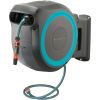 GARDENA 115' ft. Wall Mounted Retractable Hose Reel, Black and Turquoise