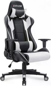 Homall Gaming Chair, Office High Back Computer Chair Leather Desk Racing Executive Ergonomic Adjustable Swivel Task Chair, White