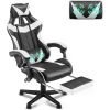 Reclining Chair Office (Polar White) Ergonomic Gamer Chair With Headrest Video Game Chairs for Adults Teens Chaise Gaming Sofa