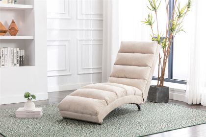 Linen Chaise Lounge Indoor Chair; Modern Long Lounger for Office or Living Room