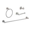 Brushed Nickel Bathroom Hardware Set 4 Pieces; Towel Bar Set Stainless Steel Wall Mounted;  Includes 16In Hand Towel Bar;  Towel Ring;  Robe Towel Hoo