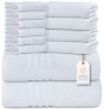 12 Piece Bath Towel Set for Bathroom 2 Bath Towels 4 Hand Towels 6 Washcloths 100% Cotton Soft and Plush Highly Absorbent Soft Towel for Hotel & Spa W