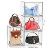 4PCS Purse Organizer for Closet X-Large Acrylic Handbag Display Clear Stackable Shoe Boxes with Lids Storage Box