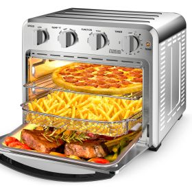 Air Fryer Toaster Oven Combo, 4 Slice Toaster Convection Oven Warm, Broil, Toast, Bake, Oil-Free, Accessories Included, Stainless Steel