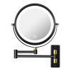 8.6" Wall Mounted Makeup Mirror with LED Lights, Double Sided 1X/10X Magnifying Mirror, 360° Swivel Bathroom Vanity Mirror with Extension Arm