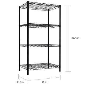 4 Tier Steel Wire Shelf Freestanding, Black