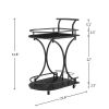 Black 2-Tier Bar Cart, Slide Bar Serving Cart, Retro Style Wine Cart for Kitchen, Beverage Cart with Wine Rack and Glass Holder