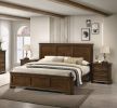 Maderne Traditional 3-Piece Wood Bedroom Set with Queen Size Panel Bed and Two Nightstands