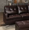 Contemporary Brown 3pc Sectional Sofa with RSF Chaise Ottoman Tufted Detail Faux Leather Upholstered Solid Wood Living Room Furniture L-Shape Sofa Cha