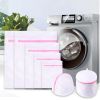 7pc Laundry Bag Set Pink Zipper Mesh Laundry Bag