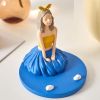 Blue Cute Girl Mobile Phone Stand Desktop Stand Decorative Ornament Resin Cell Phone Support Holder