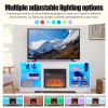 TV Stand Electric Fireplace TV Stand with Glass Shelves