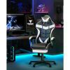 Reclining Chair Office (Polar White) Ergonomic Gamer Chair With Headrest Video Game Chairs for Adults Teens Chaise Gaming Sofa