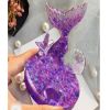 Purple Ocean Style Fishtail Mobile Phone Stand Handmade Bling Bling Epoxy Mermaid Desktop Cell Phone Holder Support