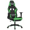 Massage Gaming Chair with Footrest Black&Green Faux Leather