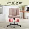 Armless Desk Chairs with Wheels Office Chair Vanity Chair with Technical Cloth Adjustable Swivel Computer Task Chairs for Home Base, Bedroom,Pink