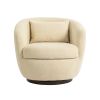 Upholstered Swivel Barrel Armchair with Storage Modern Living Room Side Chair for Bedroom/Office/Reading Spaces - Teddy Fabric Beige