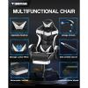 Reclining Chair Office (Polar White) Ergonomic Gamer Chair With Headrest Video Game Chairs for Adults Teens Chaise Gaming Sofa