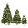 8FT, 6FT, 4FT Pre-Lit Green Pine Artificial Christmas Tree, Set of 3 Hinged Xmas Trees with 820 Warm-Yellow LED Lights and 2539 Branch Tips