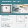 Undermount Sink 27 x 18 x 9 inch - Single Bowl Stainless Steel Sink 16 Gauge - Handmade Kitchen Sink