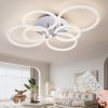 Modern LED, Flush Mount Ceiling Light with Dimmable Remote Control, 6Rings Acrylic Fixture for Bedroom, Living Room, Kitchen