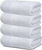 Resort Collection Soft Bath Towels 4 Pack White 28x55 inch Luxury Hotel Plush Absorbent Cotton Bath Towel Large