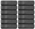 Luxury Washcloths for Bathroom Hotel Spa Kitchen Set of 12 Pcs 13x13 Inch Dark Gray Circlet Egyptian Cotton Highly Absorbent Hotel Quality Face Towels