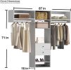 Closet Organizer System, 71"H Walk in Closet System with Drawers, Wood Armoire Wardrobe Closet with Shelves