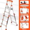 2024 New Ladder, Aluminum 5 Step Ladder with Handrails, Anti-Slip Wide Pedal, Tool Platform, Folding Step Stool Step Ladder