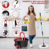 Spin Mop Bucket Sets 360° Spinning Cleaning Tools with 3 Microfiber Replacement Heads 61" Extended Handle with two wheels bar