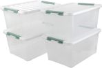 36 Quart Large Plastic Storage Box, Clear Plastic Storage Totes, 4 Packs