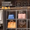 4PCS Purse Organizer for Closet X-Large Acrylic Handbag Display Clear Stackable Shoe Boxes with Lids Storage Box