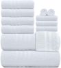 12 Piece Bath Towel Set for Bathroom 2 Bath Towels 4 Hand Towels 6 Washcloths 100% Cotton Soft and Plush Highly Absorbent Soft Towel for Hotel & Spa W