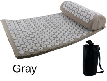 Yoga Massage Mat Acupressure Relieve Stress Back Cushion Massage Yoga Mat Back Pain Relief Needle Pad With Pillow (Ships From: China, Color: GREY)