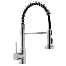 Single Handle Pull-Down Sprayer Kitchen Faucet (Color: Chrome)