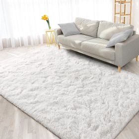 Feet Large Area Rugs, Tie-Dyed Light Grey Shaggy Rug Fluffy Throw Carpets, Ultra Soft Plush Modern Indoor Fuzzy Rugs (Color: A-ivory, size: 8x10 Feet)