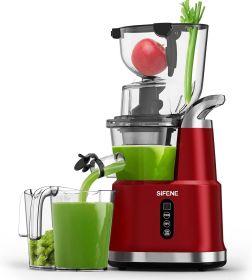 Juicer Machines with 83mm Big Mouth, Whole Slow Masticating Juicer, Juice Extractor Maker Squeezer for Fruits and Vegetables (Color: Red)