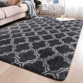 Large Shag Area Rugs for Bedroom Super Soft Plush Fluffy Carpets Living Room Rug Non-Slip Indoor Floor Rug for Kids Nursery Girl (Color: DARK GRAY, size: 153x244cm)