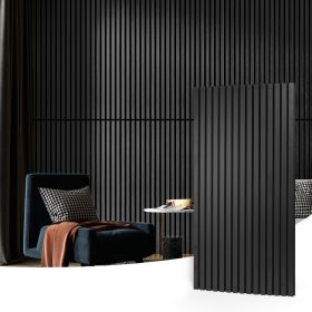 Art3d 4PCS Wood Slat Acoustic Panel Home Decoration 3D Fluted Sound Absorbing Wall Panels 47.2x23.6in (Color: Matte Black)