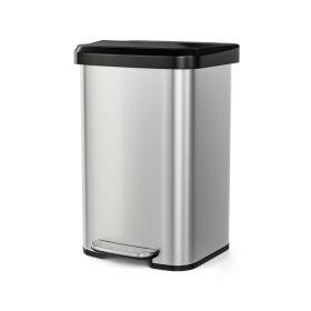 Indoor & Outdoor Household Trash Can with Soft Close Lid (Color: Silver, type: Trash Can)