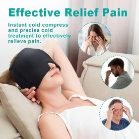 360° Massage Migraine Relief Hat Stress Relief Eye Mask Gel Hot Cold Therapy Headache Pain Relief Cap  Ice Head Wrap for Headache and Puffy Eyes (Color: Black)