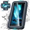 Shower Phone Holder Waterproof Case; Anti-Fog HD Touchscreen Wall Shower Phone Mount For Bathroom Mirror Bathtub Kitchen Fits Cell Phones Under 7.3 In