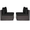 2 Pieces Patio Rattan Armless Sofa Set with 2 Cushions and 2 Pillows