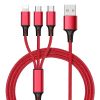 3 In 1 Cables ; Phone Charger Cord A/C To Phone +Type C+Micro Nylon Braided Sync Adapter For Android/Phone/Tablets 120cm/ 3.94ft