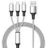 3 In 1 Cables ; Phone Charger Cord A/C To Phone +Type C+Micro Nylon Braided Sync Adapter For Android/Phone/Tablets 120cm/ 3.94ft